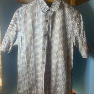 Hanebarnes Frequency  Men’s  Button Up Shirt SizeLarge Short Sleeve multi colors